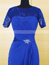Royal Blue A-line Chiffon Lace Scoop Neck New Short Sleeve Mother of the Bride Dresses #01021610