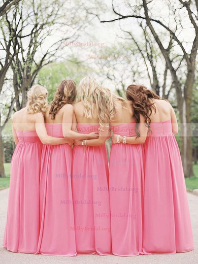 Beautiful Pearl Pink Chiffon with Flower(s) Sweetheart Empire Bridesmaid Dresses #01012487