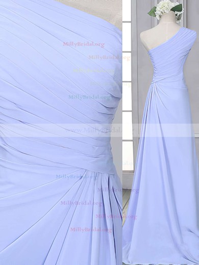 Lavender Chiffon Ruffles One Shoulder Sheath/Column 2016 Bridesmaid Dress #01012522