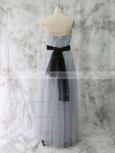 Light Slate Gray Tulle with Sashes/Ribbons Sweetheart Discount Bridesmaid Dress #01012530