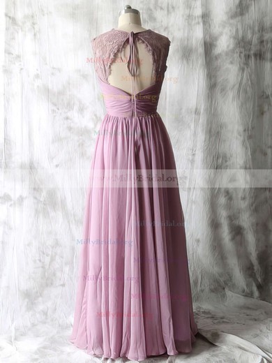 A-line Chiffon and Lace Open Back V-neck Inexpensive Bridesmaid Dresses #01012534