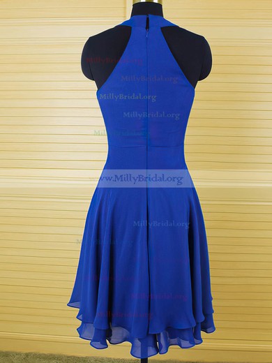 Scoop Neck Chiffon Ruffles Discount Royal Blue Sheath/Column Bridesmaid Dress #01012543