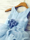Pretty A-line Blue Organza with Ruffles Scoop Neck Flower Girl Dress #01031845