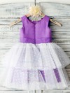 Ankle-length Beautiful Multi Colours Satin Tulle with Flower(s) Scoop Neck Flower Girl Dress #01031851