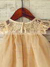 Champagne Lace Chiffon Cap Straps Scoop Neck Sashes / Ribbons Short/Mini Flower Girl Dress #01031852