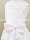 Beautiful White Lace Ankle-length with Bow Scoop Neck Flower Girl Dresses #01031871