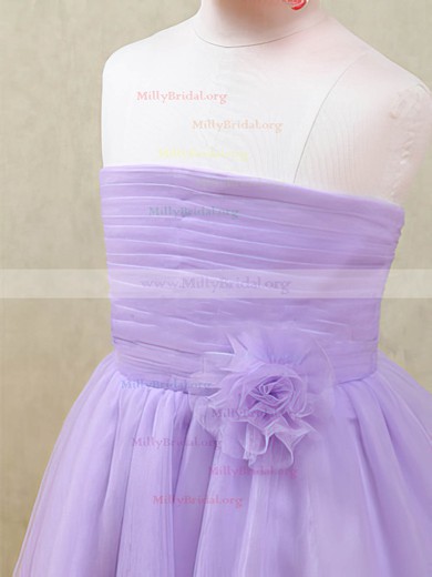 Ankle-length Flower(s) Lavender Tulle Strapless Flower Girl Dresses #01031874