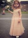 Fashion A-line Ruffles Pearl Pink Lace Tulle Ankle-length Flower Girl Dresses #01031889