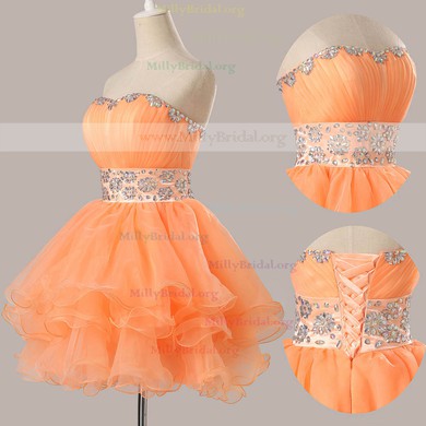Ball Gown Sweetheart Organza Short/Mini Beading Homecoming Dresses #02051735