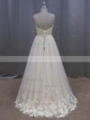 Tulle with Appliques Lace Ivory Sweep Train Lace-up New Arrival Wedding Dresses #Milly00022044