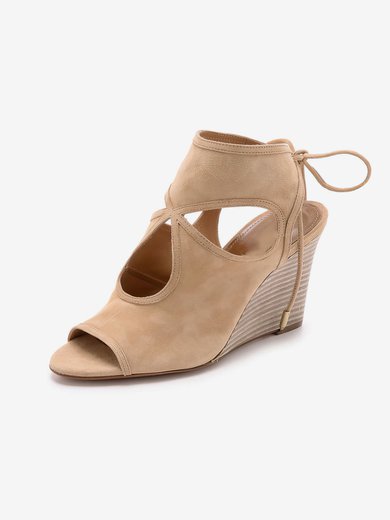 Women's Apricot Suede Wedge Heel Sandals #Milly03030773