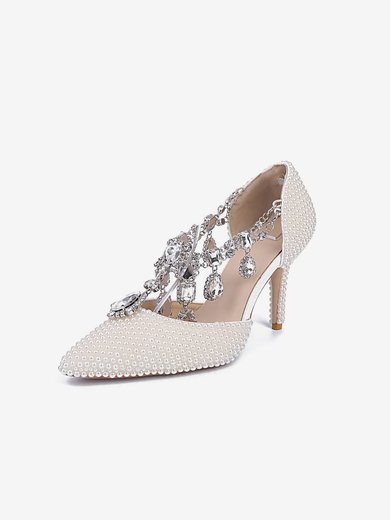 Women's White Patent Leather Stiletto Heel Pumps #Milly03030835