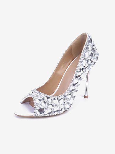 Women's Silver Patent Leather Stiletto Heel Pumps #Milly03030837