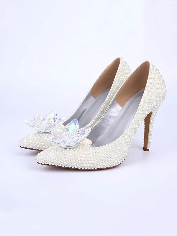 Women's White Patent Leather Stiletto Heel Pumps #Milly03030861