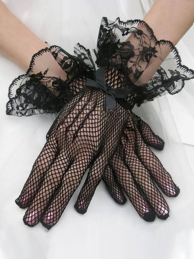 White Tulle Wrist Length Gloves with Bow #Milly03120024
