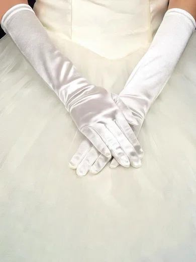 Ivory Elastic Satin Opera Length Gloves #Milly03120036