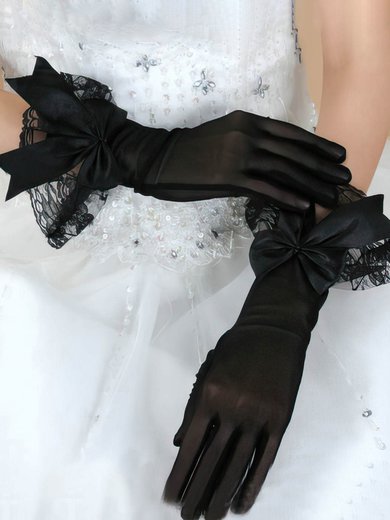 Black Organza Wrist Length Gloves with Lace/Bow #Milly03120040