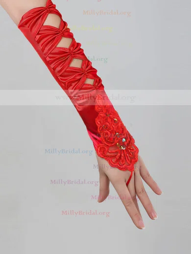 Red satin fingerless clearance gloves