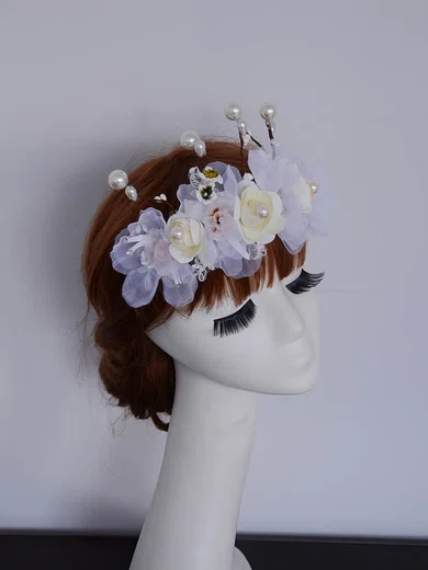 White Tulle Flowers & Feathers #Milly03020073