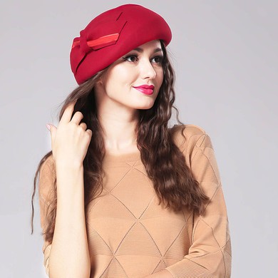 Red Wool Beret Hat #Milly03100009