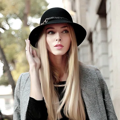 Black Wool Bowler/Cloche Hat #Milly03100016