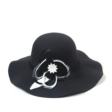 Black Wool Bowler/Cloche Hat #Milly03100031