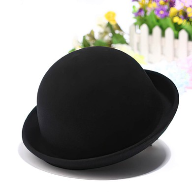 Black Wool Bowler/Cloche Hat #Milly03100045