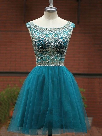 Classic Scoop Neck Tulle with Beading Short/Mini Prom Dress #Milly020101492