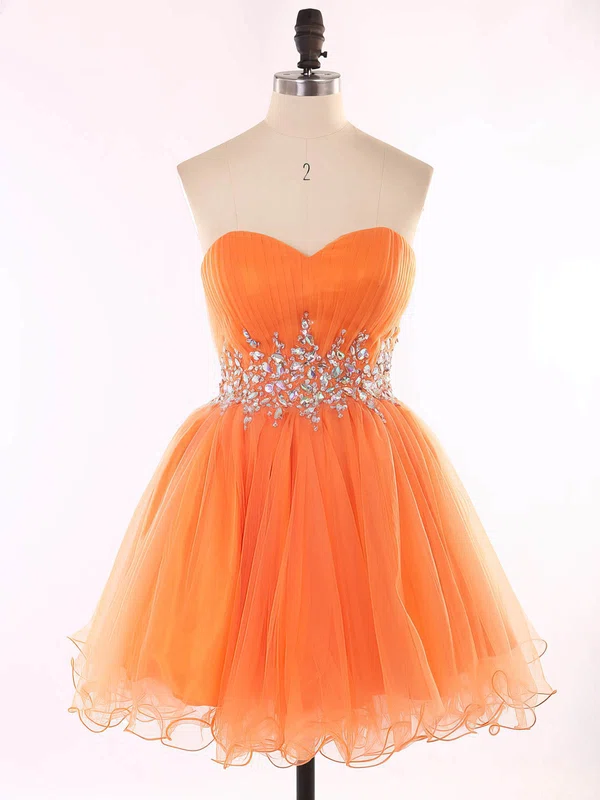 A-line Sweetheart Organza Short/Mini Beading Prom Dresses #Milly020101625