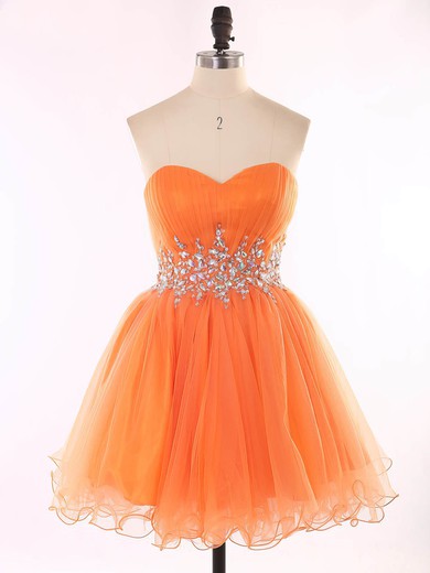 A-line Sweetheart Organza Short/Mini Beading Prom Dresses #Milly020101625
