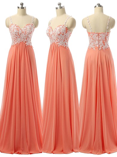 A-line Sweetheart Chiffon Floor-length Appliques Lace Prom Dresses #Milly020101831
