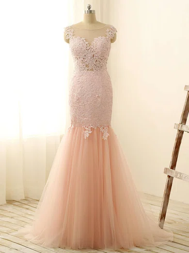 Mermaid Illusion Tulle Prom Dresses With Appliques #Milly020101832
