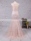 Trumpet/Mermaid Scoop Neck Tulle Floor-length Appliques Lace Prom Dresses #Milly020101832