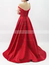 Ball Gown Off-the-shoulder Satin Sweep Train Sashes / Ribbons Prom Dresses #Milly020101855
