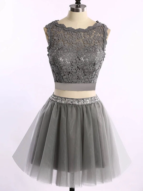Pretty Short/Mini Scoop Neck Tulle Lace with Beading Two Pieces Prom Dress #Milly020101868