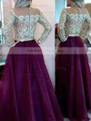 A-line Scoop Neck Organza Floor-length Beading Prom Dresses #Milly020101877