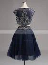 Two Piece Red Scoop Neck Tulle Beading Short/Mini Prom Dresses #Milly020102039
