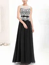 A-line Scoop Neck Chiffon Ankle-length Lace Prom Dresses #Milly020102041