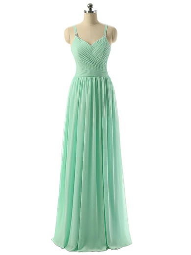 V-neck Chiffon Floor-length Ruched Lace-up Discount Bridesmaid Dresses #Milly01012729