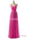 V-neck Chiffon Floor-length Ruched Lace-up Discount Bridesmaid Dresses #Milly01012729