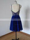 Fabulous Scoop Neck Chiffon Beading Royal Blue Short/Mini Prom Dress #Milly020102113