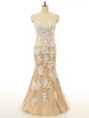 Fashion Sweetheart Tulle Appliques Lace Trumpet/Mermaid Long Prom Dress #Milly020102118