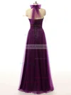 Halter Tulle Floor-length Ruffles Beautiful Purple Bridesmaid Dresses #Milly01012737