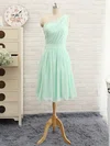 One Shoulder Chiffon with Ruffles Knee-length Pretty Bridesmaid Dress #Milly01012741