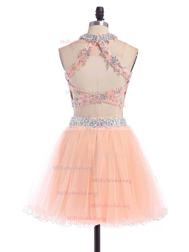 Two Piece Mini/Short Pink Lace Homecoming Dress Two Piece Mini/Short Pink Lace Homecoming Dress