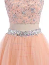 Two Piece Scoop Neck Open Back Tulle Appliques Lace Short/Mini Prom Dress #Milly020102152