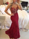 Trumpet/Mermaid Scoop Neck Lace Sweep Train Beading Prom Dresses #Milly020102162