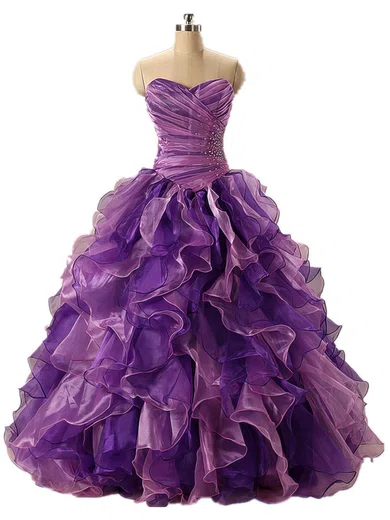 Ball Gown Strapless Tulle Ruffle Tiered Prom Dresses With Beading #Milly02072528