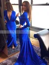 Trumpet/Mermaid V-neck Jersey Court Train Ruffles Prom Dresses #Milly020102179