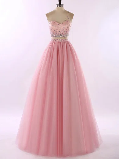 Ball Gown One Shoulder Tulle Two Piece Prom Dresses With Beading #Milly020102190